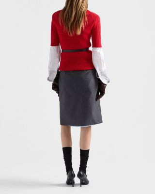 Prada Short Sleeved Ribbed Knit Wool Sweater | Bloomingdale's Women