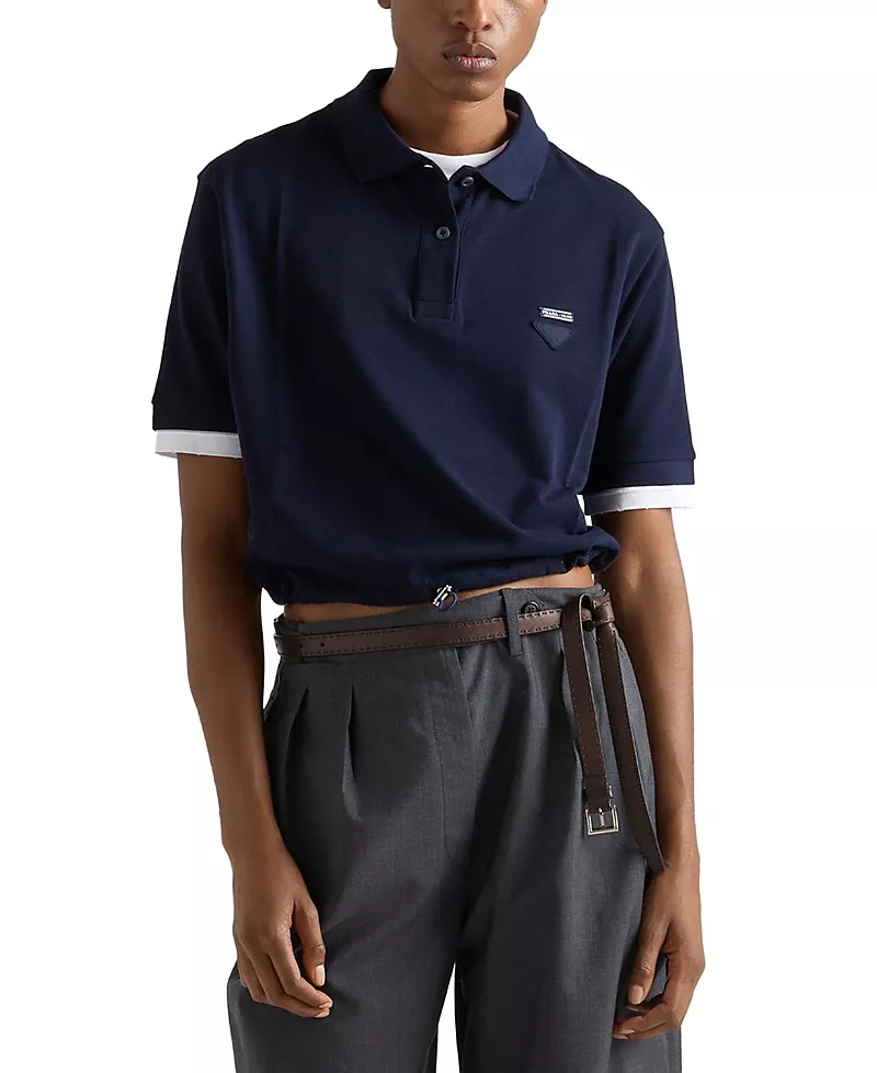 Prada Pique and Jersey Polo Shirt