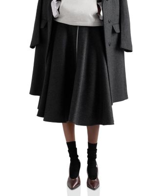  Double Wool Midi-Skirt