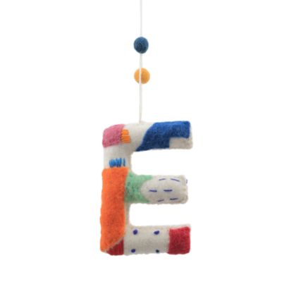 Felt Tie Dye Embroidered Hanging E Ornament
