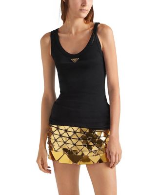  Ribbed Knit Jersey Tank Top