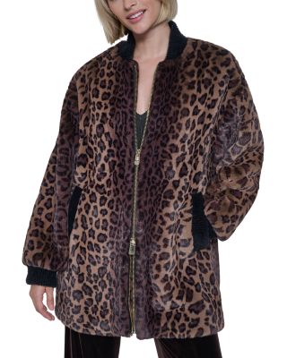 Faux Fur Long Bomber Jacket