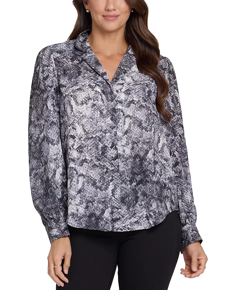 Nydj Lyla Snake Print Long Sleeve Blouse