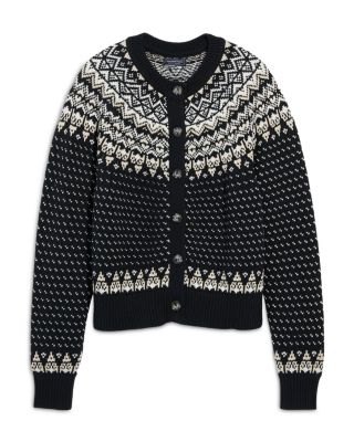 Cotton Crewneck Cable Cardigan