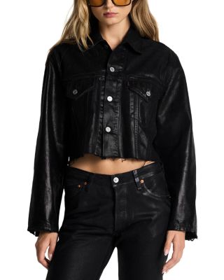 Luna Coated Trucker Jacket in Black Foil