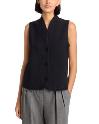 Eileen Fisher Textured High Collar Vest
