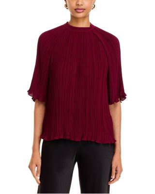 Elbow Sleeve Micro Pleated Blouse