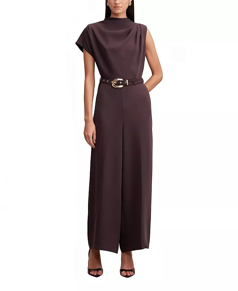 Ever New Women's Paisley Cowl Neck Belted Jumpsuit