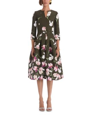 Painted Iris Belted Midi Dress
