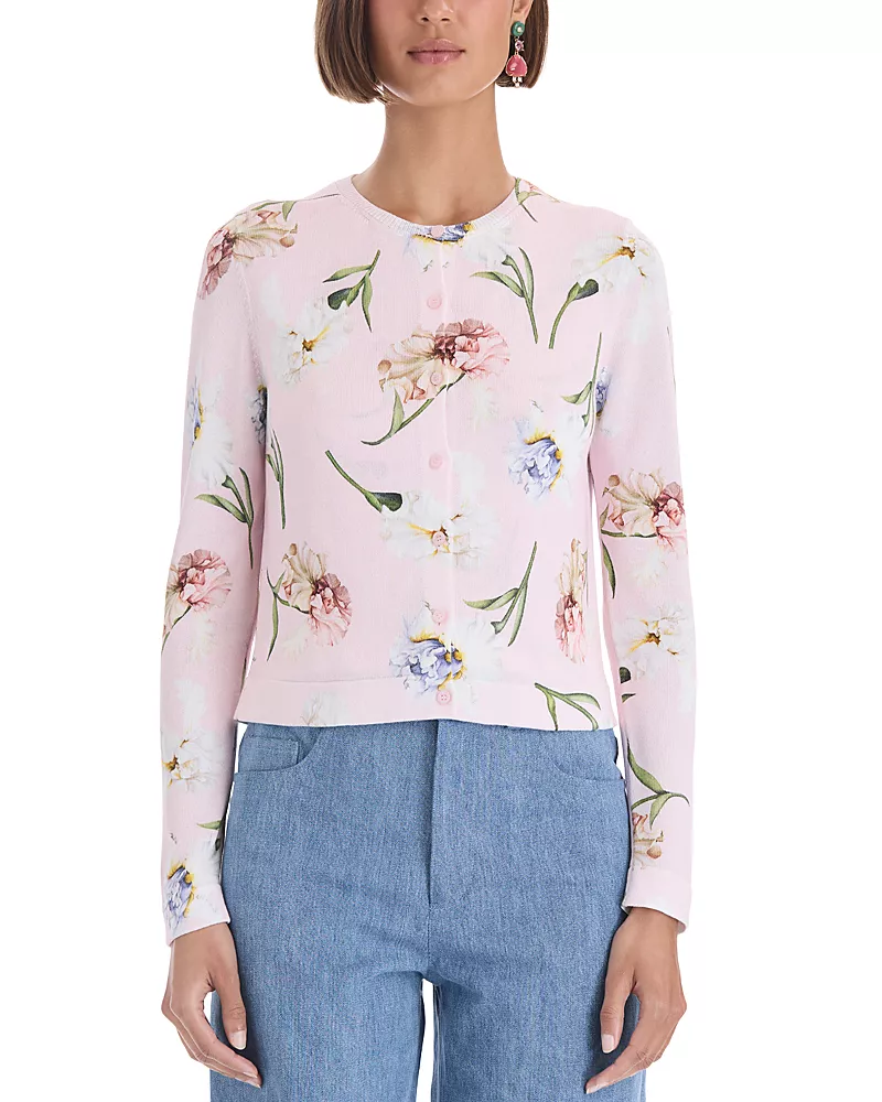 Oscar de la Renta Floral Printed Twinset Cardigan