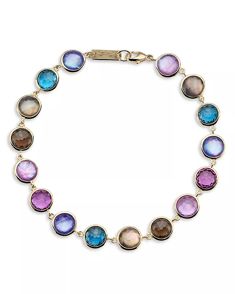 Ippolita 18K Yellow Gold Lollipop Multi Gemstone Bezel Link Bracelet