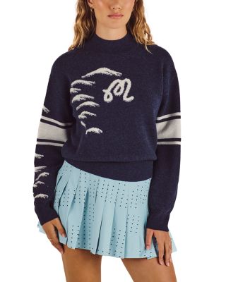 Malbon Alps Intarsia Knit Mock Neck Sweater