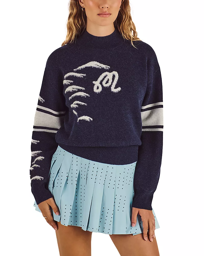 Malbon Alps Intarsia Knit Mock Neck Sweater