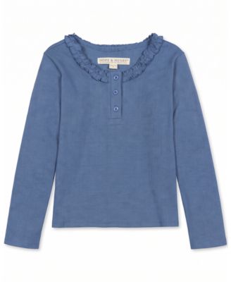  Girls' Organic Ruffle Neck Knit Top - Little Kid, Big Kid