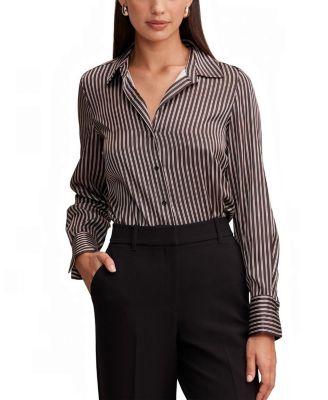  Women's Harvey Notched Neck Satin Shirt