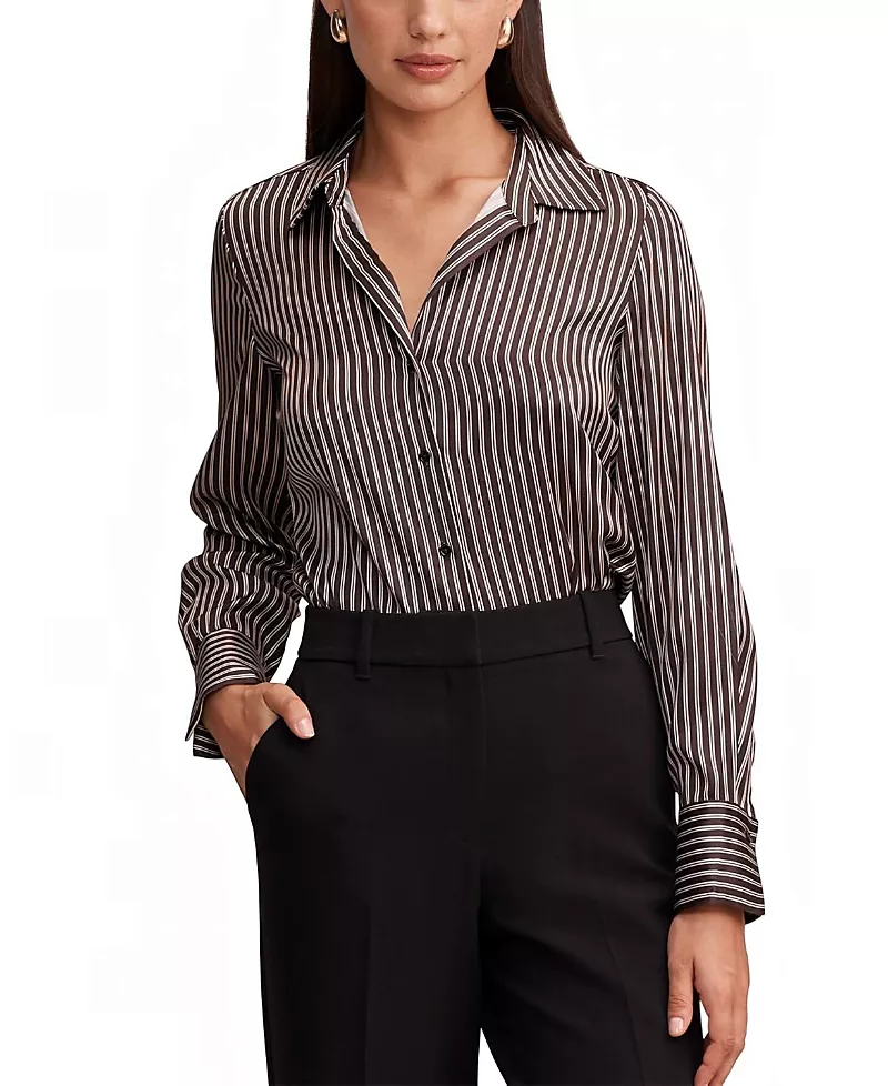 Ever New Women's Harvey Notched Neck Satin Shirt