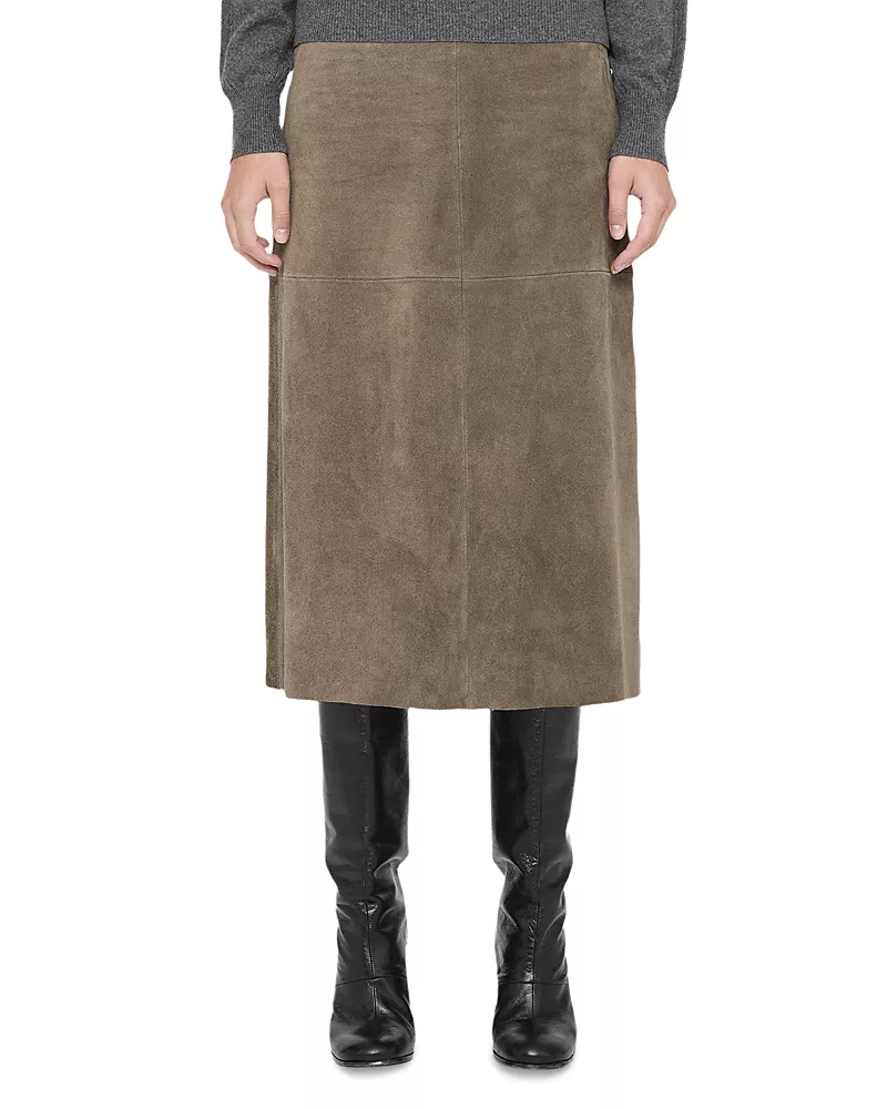Allsaints Olivia Suede Midi Skirt