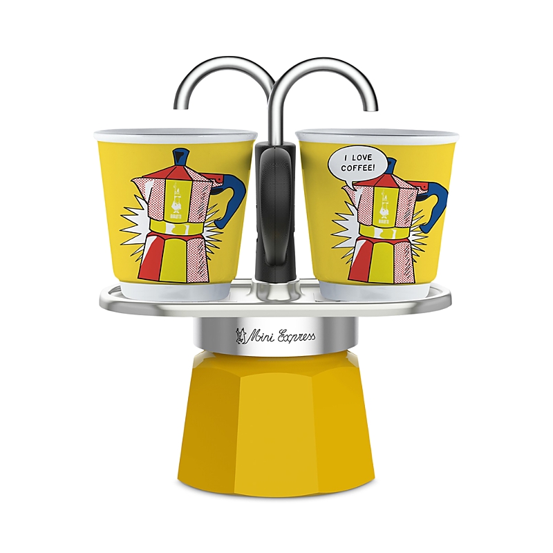 Bialetti Printed 2 Cup Mini Moka Express In Lichtstein Yellow