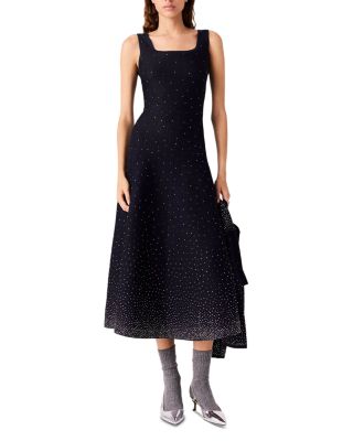 Embellished Knit Fit-and-Flare Maxi Dress