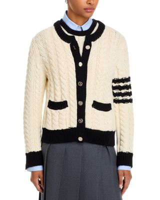 Aran Cable Knit Wool Cardigan