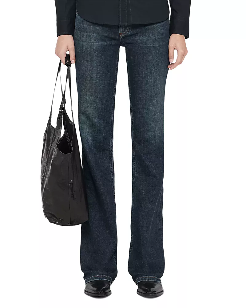 Allsaints Zoe Cotton Stretch Low Rise Bootcut Jeans in Tinted Dark Indigo