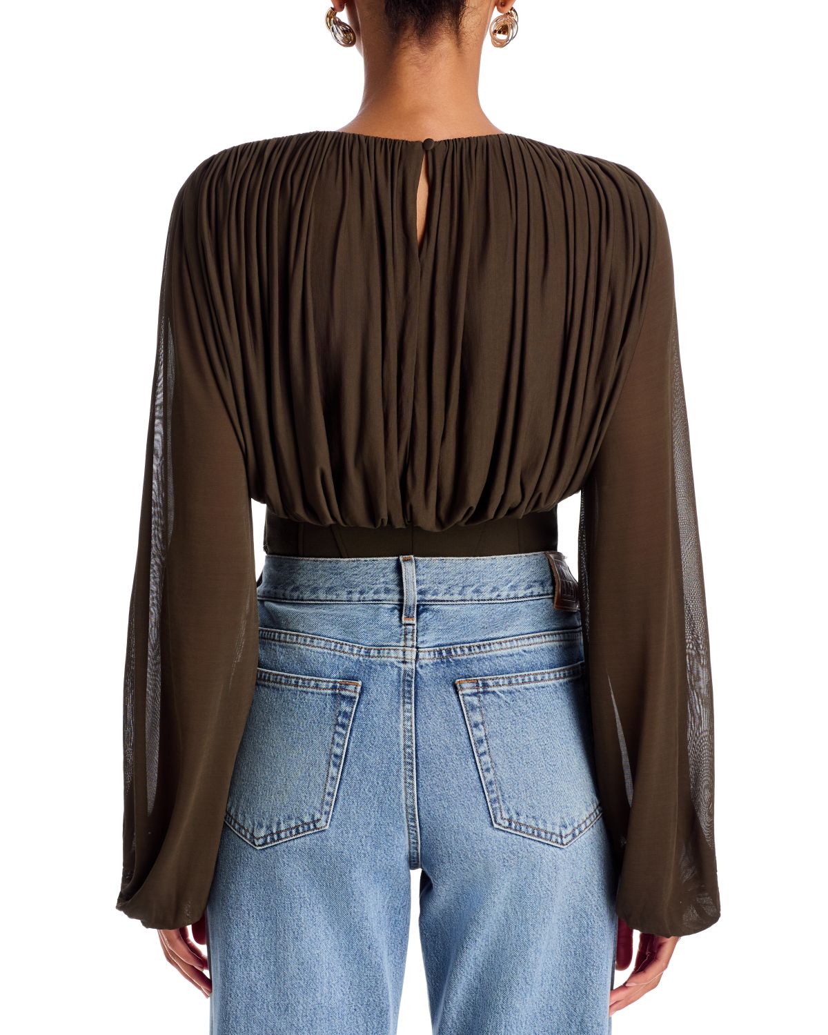 Riley Gathered Cropped Long Sleeve Top thumbnail 3