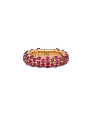 Zydo 18K Yellow Gold Stretch Ruby Multirow Statement Band