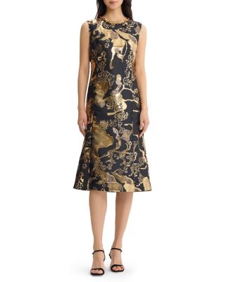  A-Line Gold Shimmer Sequin Woven Dress
