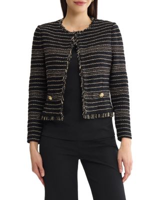 Plus Striped Lurex Tweed Knit Jacket