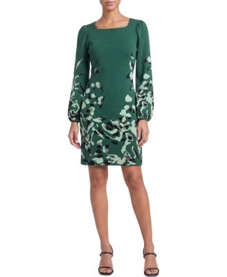  Floral Jacquard A-Line Soft Knit Dress