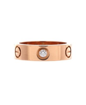  Love 3 Diamonds Band Ring 18K Rose Gold with Diamonds