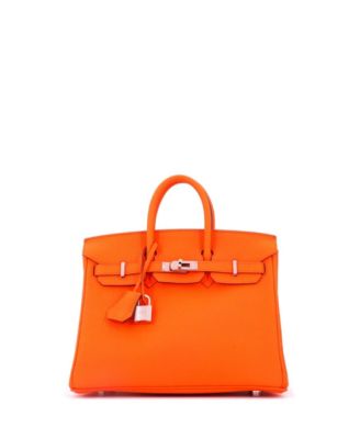 Birkin 25 Handbag Orange Togo with Palladium Hardware