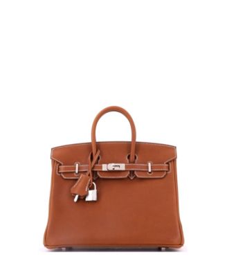 Birkin 25 Handbag Brown Barenia Faubourg with Palladium Hardware