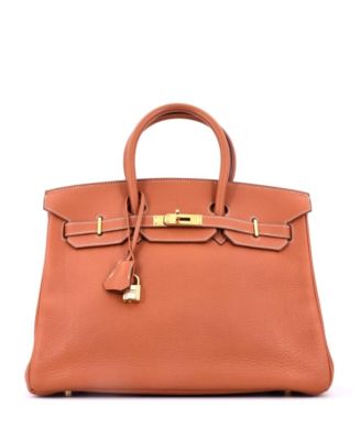 Birkin 35 Handbag Brown Clemence with Gold Hardware
