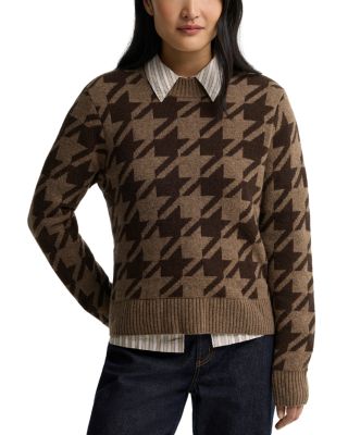 Joelle Wool Blend Houndstooth Sweater