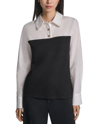 Mixed Media Collared Sweater