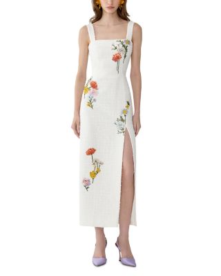 Carolina Herrera Floral Embroidered Sleeveless Dress