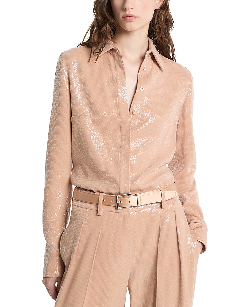 Michael Kors Collection Hansen Sequin Button Front Shirt