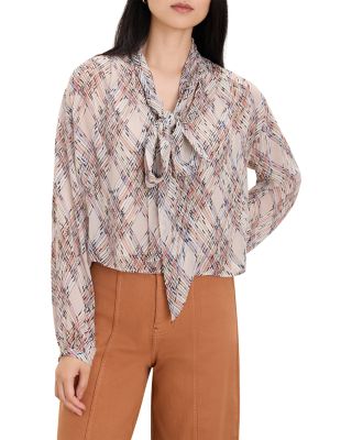 Painted Plaid Tie Neck Shirt