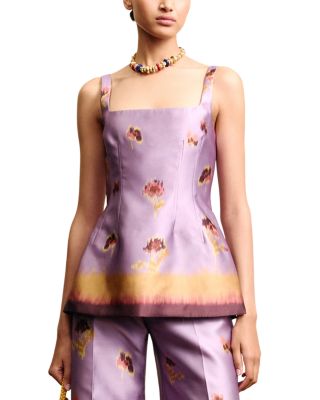 Ellis Matte Satin Tailored Peplum Top