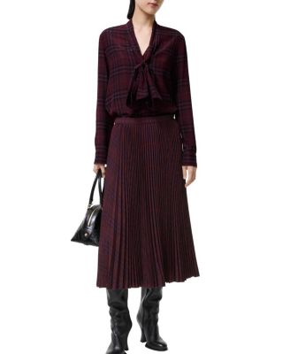  Pleated Wool Midi Skirt