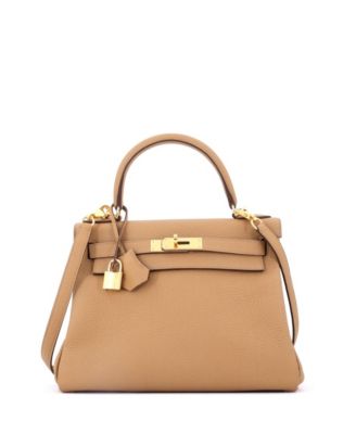 Kelly 28 Handbag Brown Togo with Gold Hardware