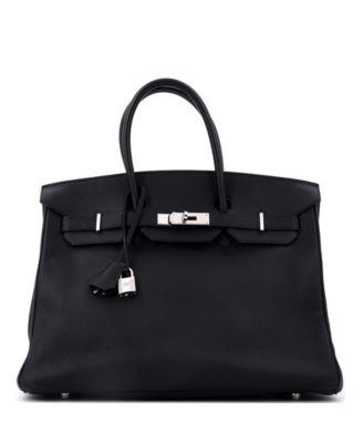 Birkin 35 Handbag Black Clemence with Palladium Hardware