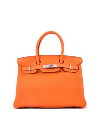 Pre-Owned HERMES Birkin 30 Handbag Orange Clemence with Palladium Hardware