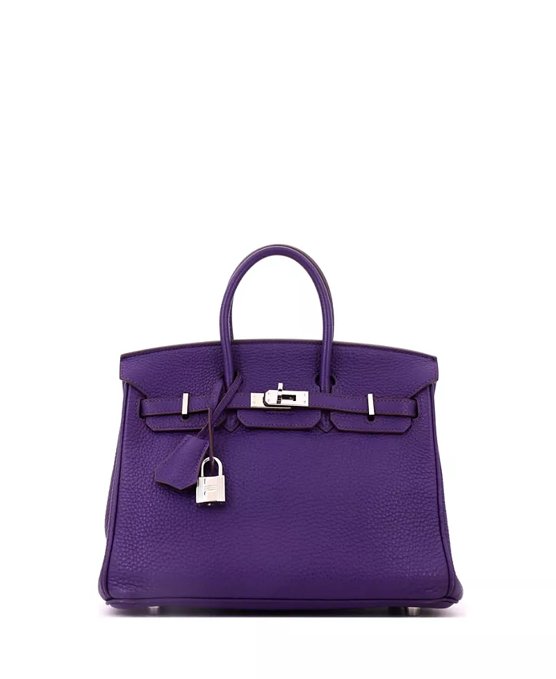 Pre-Owned HERMES Birkin 25 Handbag Purple Togo with Palladium Hardware