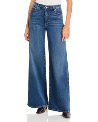 The Palace High Rise Wide Leg Jeans in Medium Blue