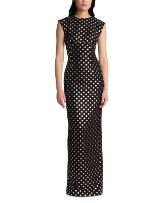 Rylan Metallic Dot High Neck Gown
