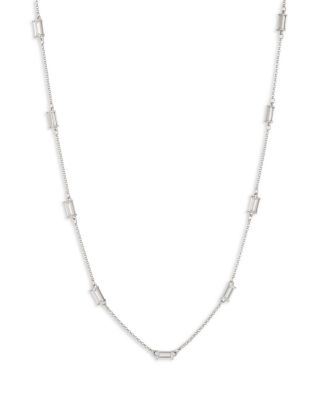 Cubic Zirconia Station Collar Necklace, 16"