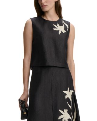 By Malene Birger Valentina Floral Applique Cropped Top