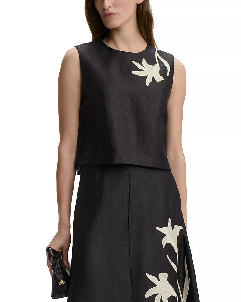 By Malene Birger Valentina Floral Applique Cropped Top